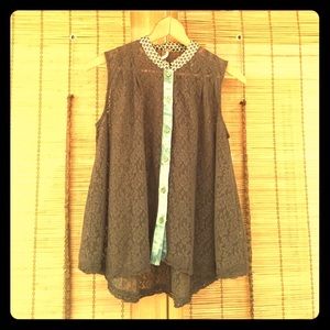 Free People black lace tank-blouse